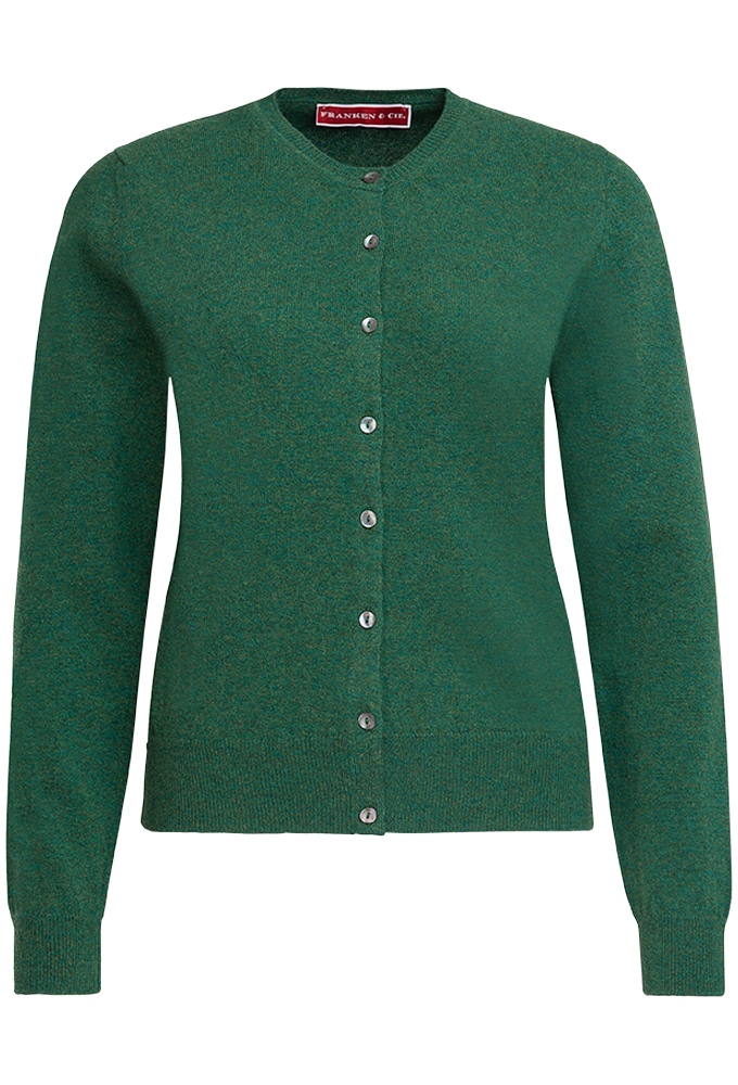 Cardigan Lambswool Tartan green - shop online at bei FRANKEN
