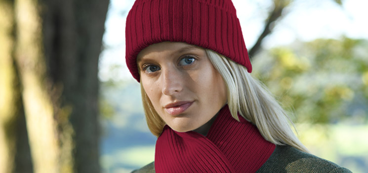 Cashmere beanies + scarves in 4 colours  
