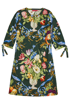 Kleid Blumen und Frchte Grn