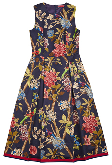 Kleid Blumen und Vgel, Blau