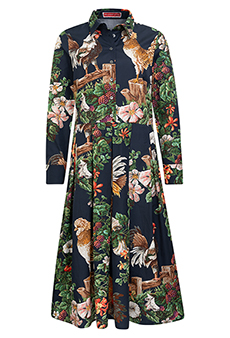 Kleid Hhne mit Blumenranken, navy