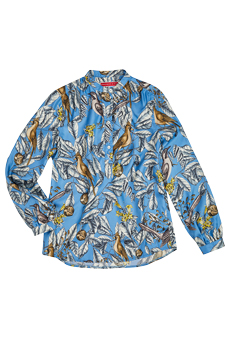Blouse silk, birds