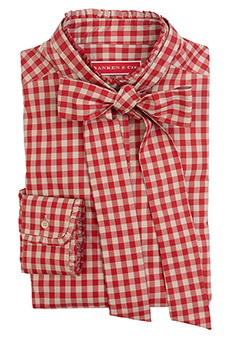 Bluse Vichy rot/beige mit Schleife