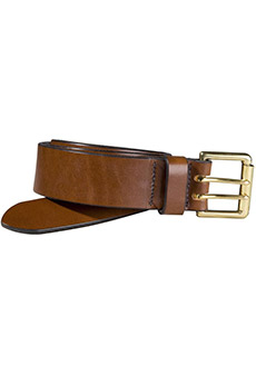 Leather belt double thorn, cognac