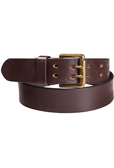 Leather belt double thorn, brown