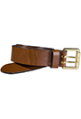 Leather belt double thorn, cognac