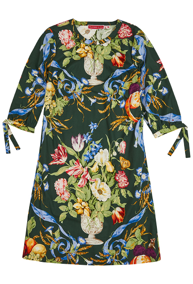 Kleid Blumen und Frchte Grn