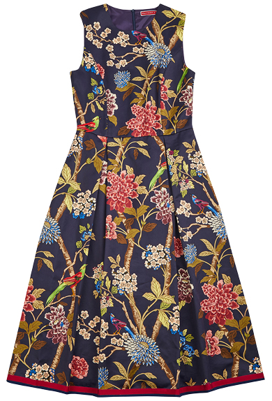Kleid Blumen und Vgel, Blau