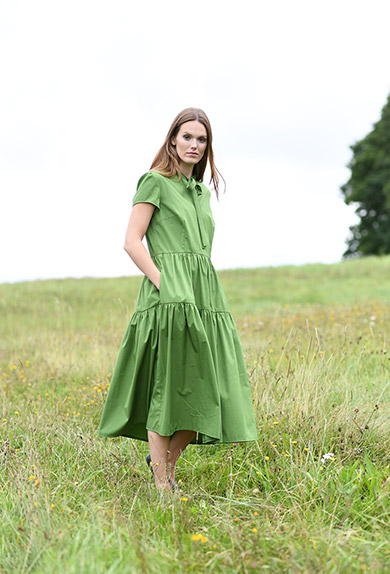 Dress with bow, green