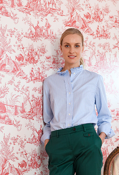 Bluse mit Rschen, Vichy Karo