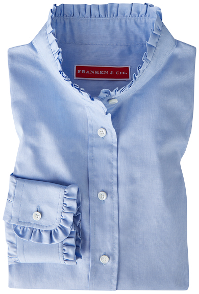 Bluse mit Rschen, hellblau