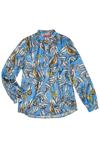 Seidenbluse Zweige + Vgel