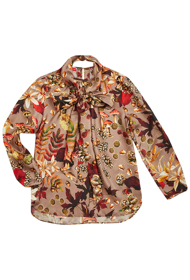 Blouse silk, forest foliage