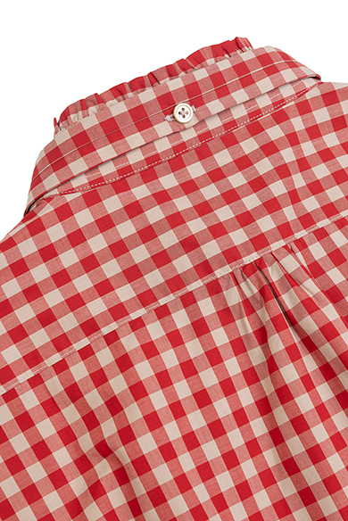 Bluse Vichy rot/beige mit Schleife