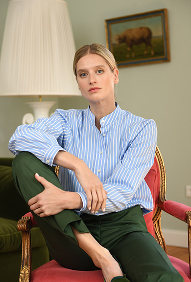 Bluse Stehkragen, Streifen