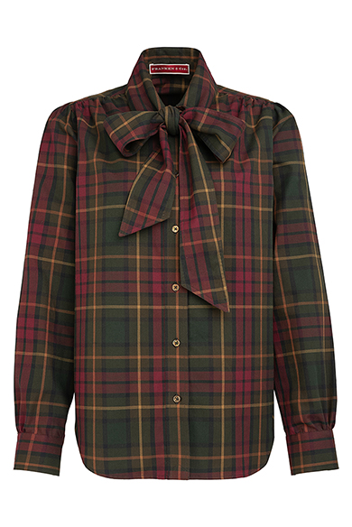 Bluse Flanell Rot/Grn/Blau, Schleife