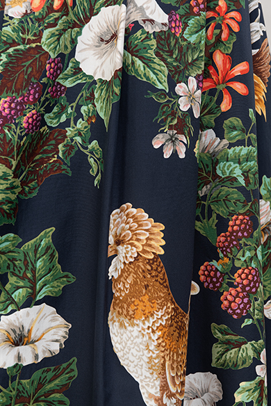 Rock Hhne mit Blumenranken, navy