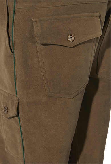 Field trousers moleskin, green piping