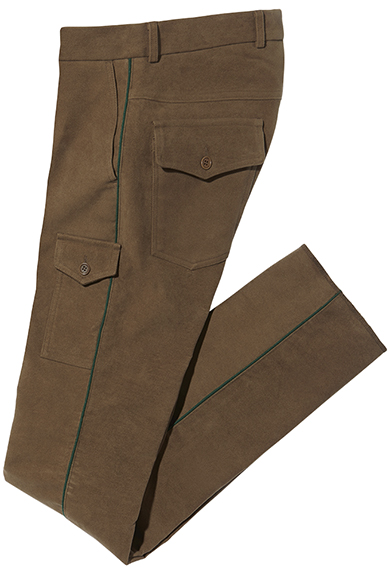 Field trousers moleskin, green piping