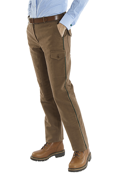 Field trousers moleskin, green piping