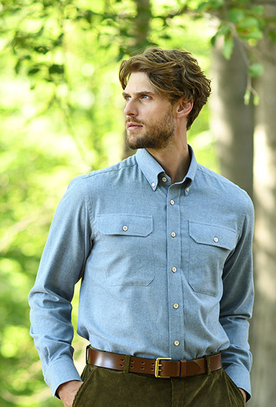 Shirt cotton/wool, blue