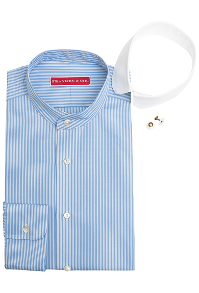 Shirt stand up collar, blue