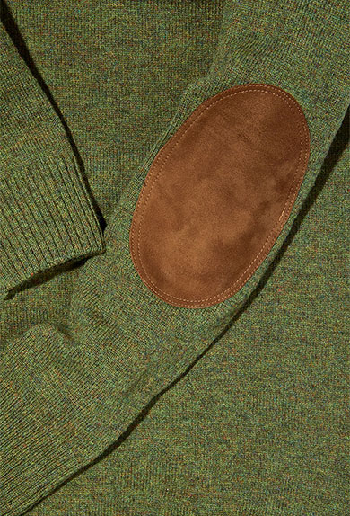 Jagdpullover Lambswool, Leder