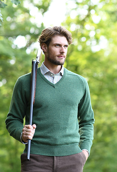 Sweater V-Neck, grasgreen