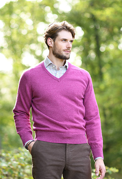 Men's purple v neck deals sweater