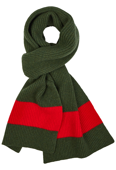 Shawl lambswool, green/red