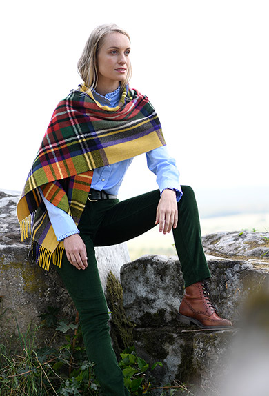 Schal Kaschmir Tartan, gelb