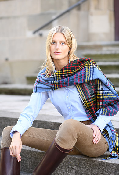 Schal Kaschmir Tartan, blau