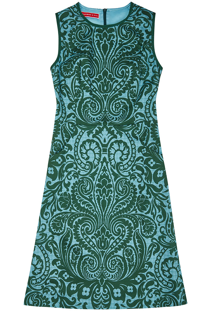 Kleid Ornament, grün/blau