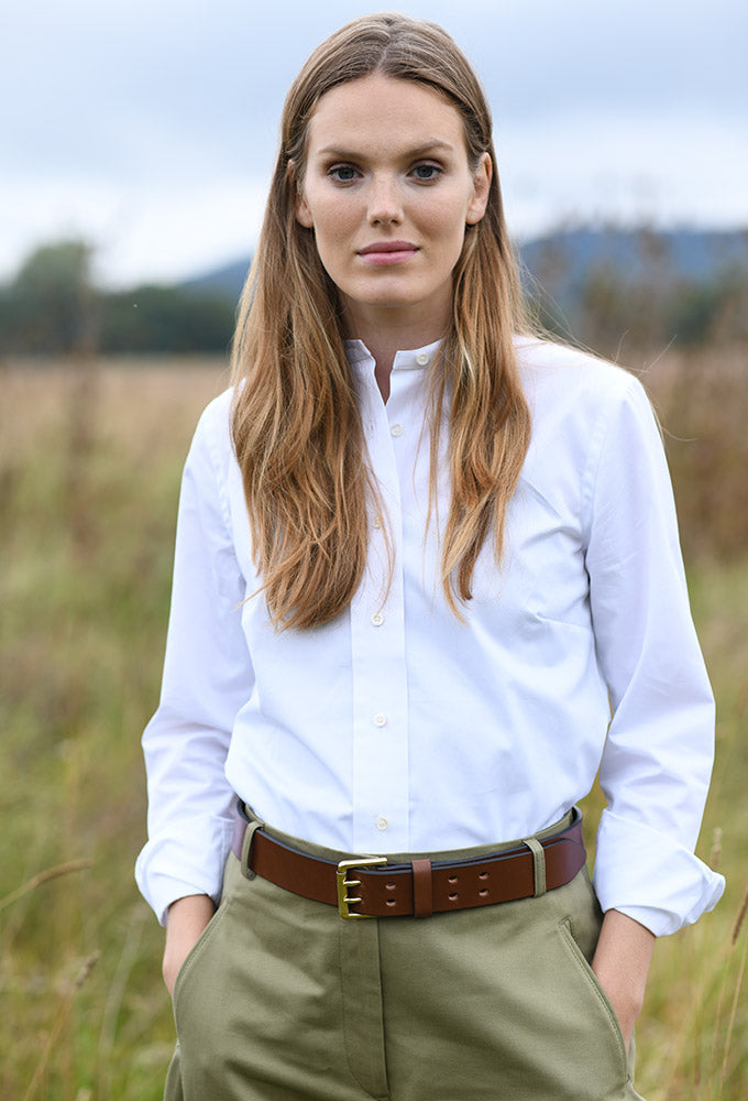 Bluse Stehkragen, weiß