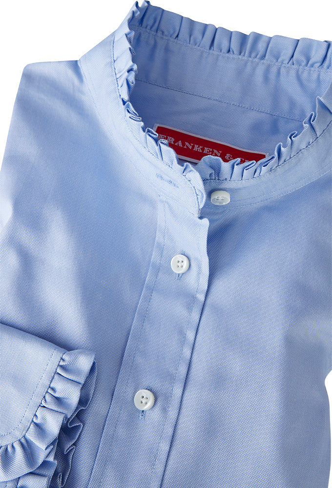 Bluse mit Rüschen, hellblau