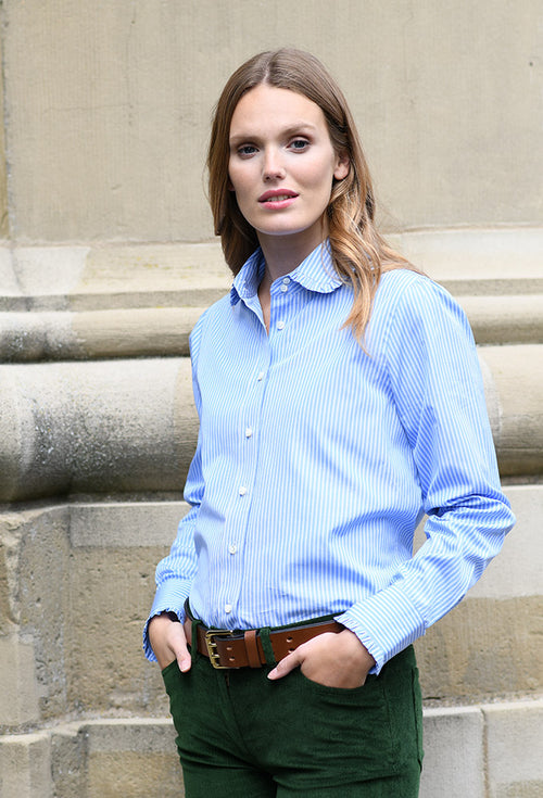 Bluse Bubikragen + Streifen