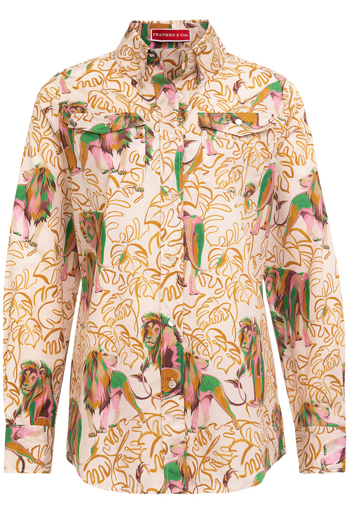 Bluse Löwen + Blätter