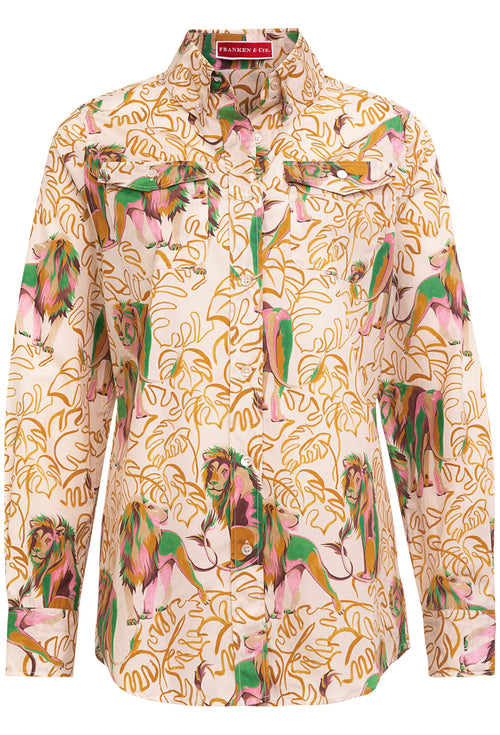 Bluse Löwen + Blätter