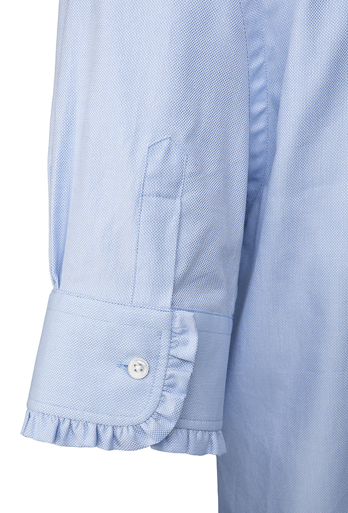 Bluse Oxford Rüschen, hellblau