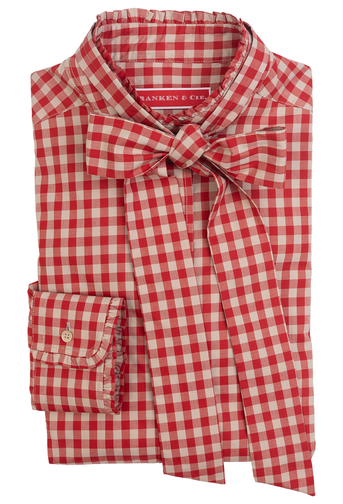 Bluse Vichy rot/beige mit Schleife