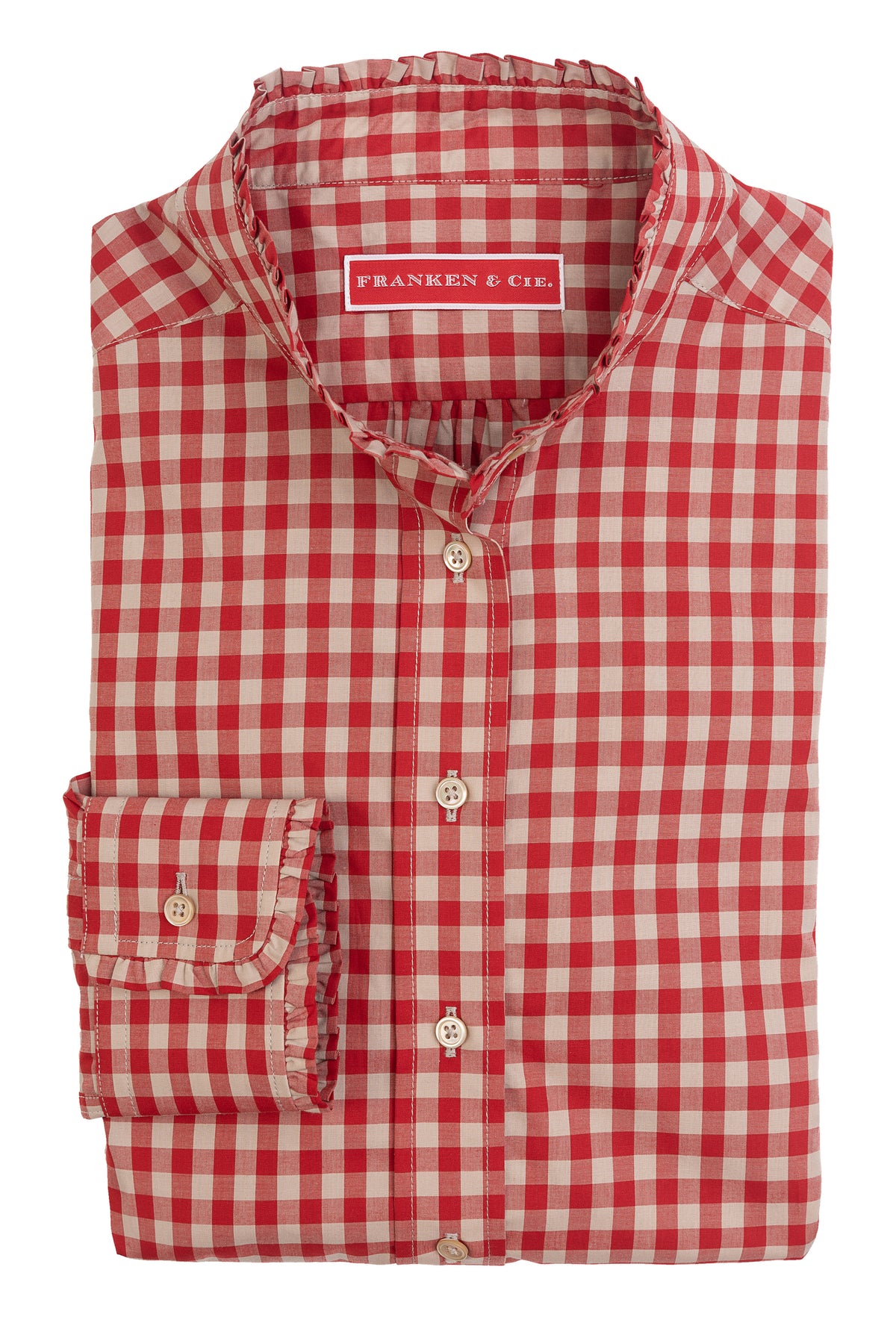 Bluse Vichy rot/beige mit Schleife