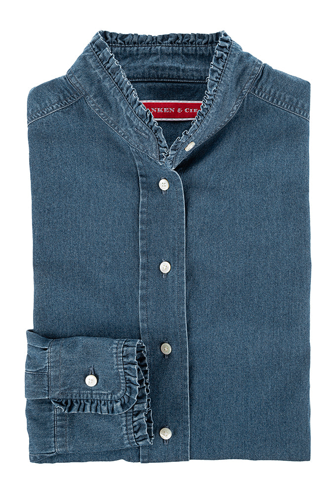 Bluse Rüschen Jeans