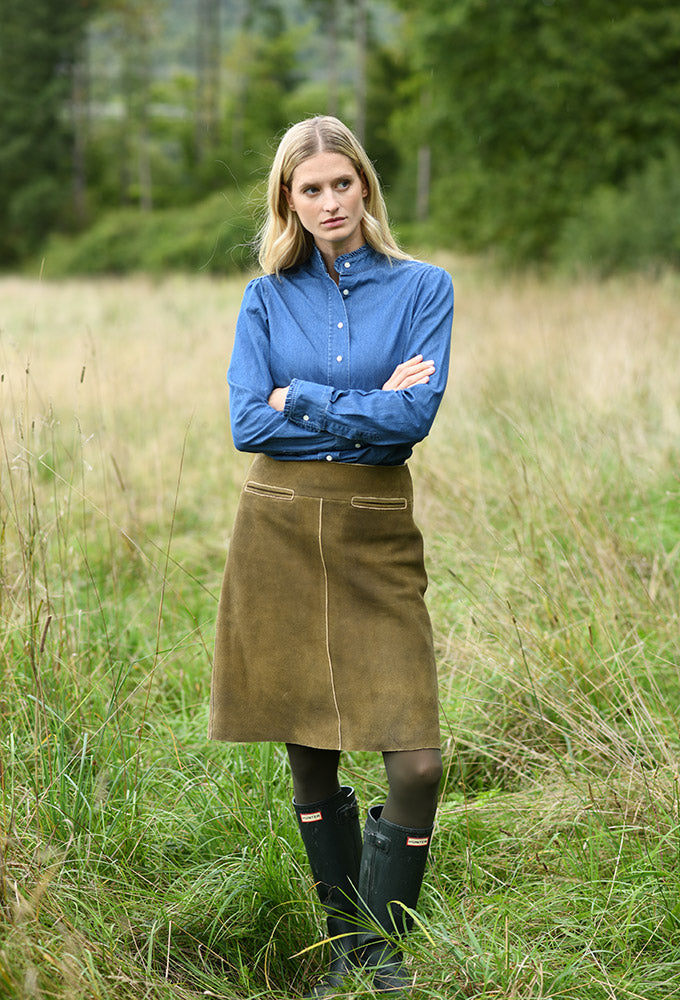 Bluse Rüschen Jeans