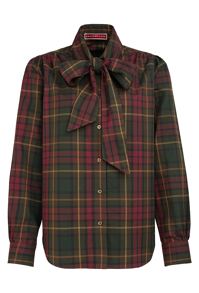 Bluse Flanell Rot/Grün/Blau, Schleife