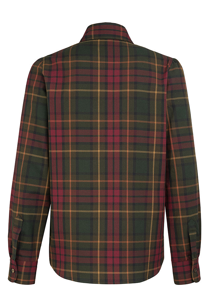 Bluse Flanell Rot/Grün/Blau, Schleife