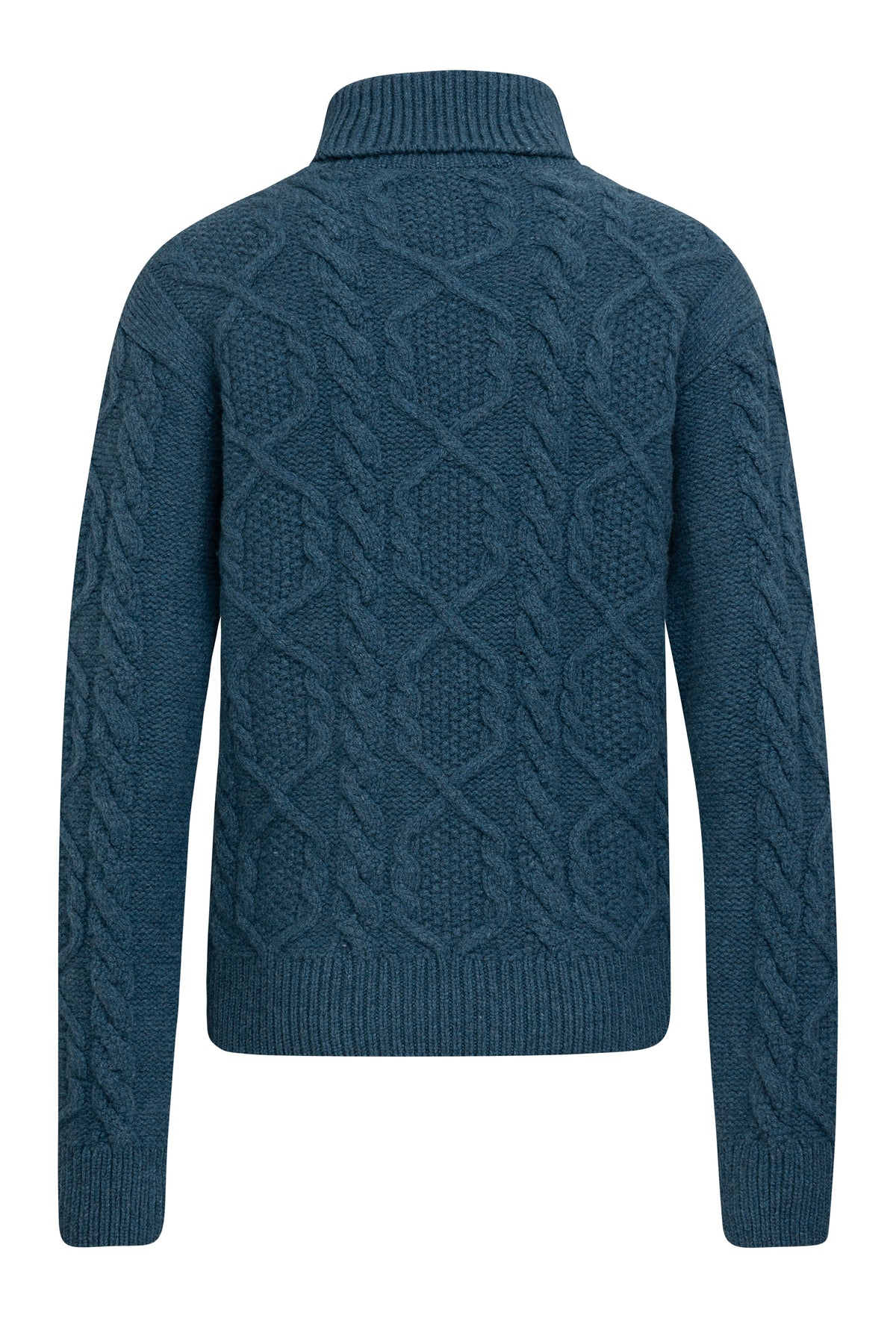 Rollkragenpullover Aran, jeansblau