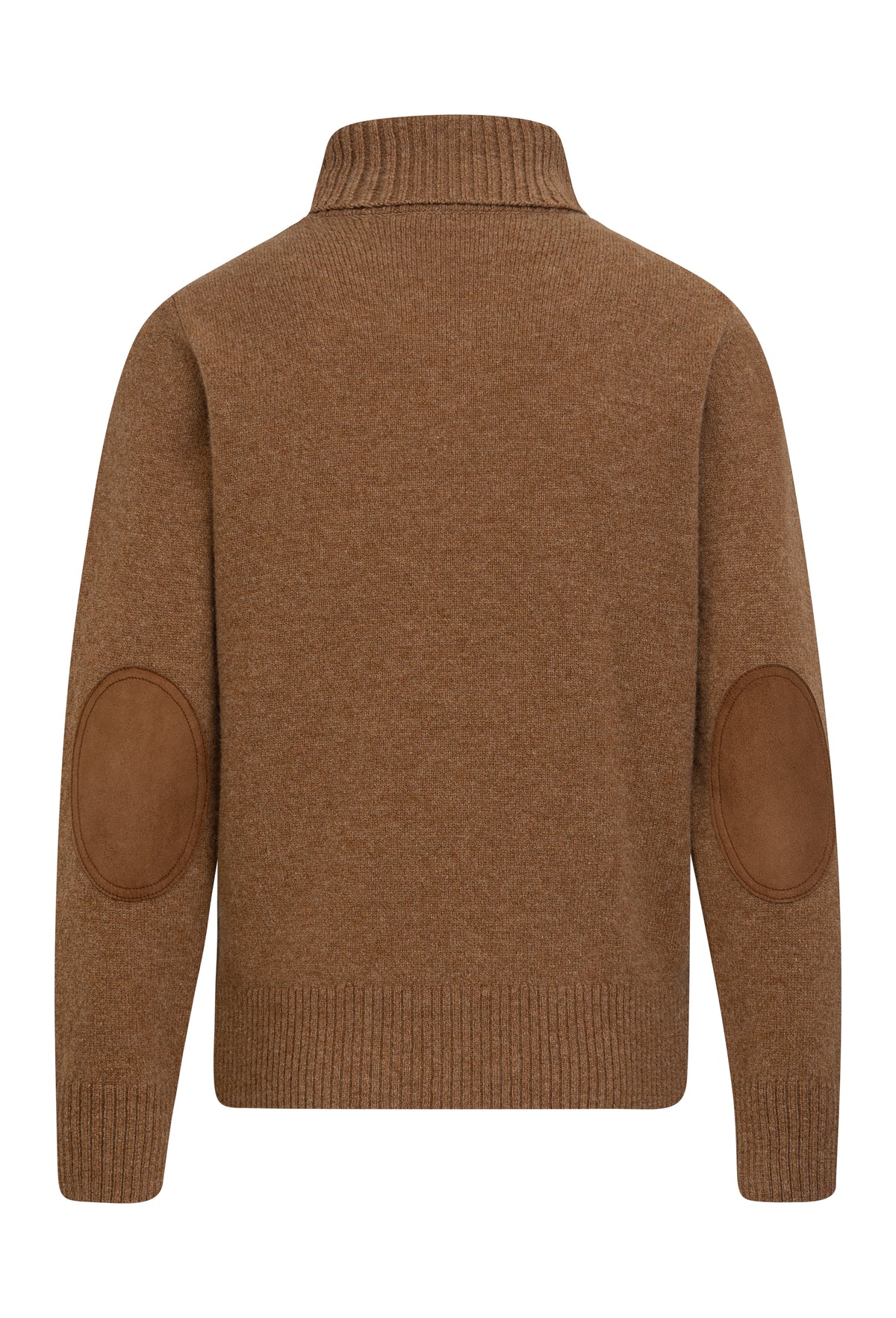 Rollkragenpullover mit Leder, beige