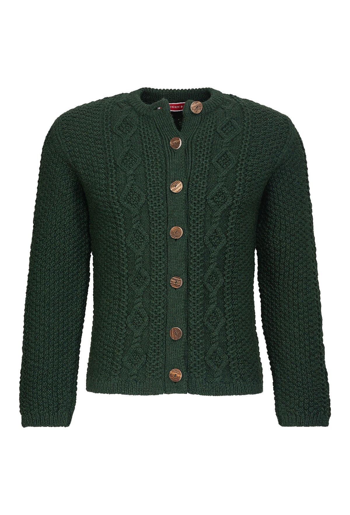 Strickjacke Aranmuster, tannengrün
