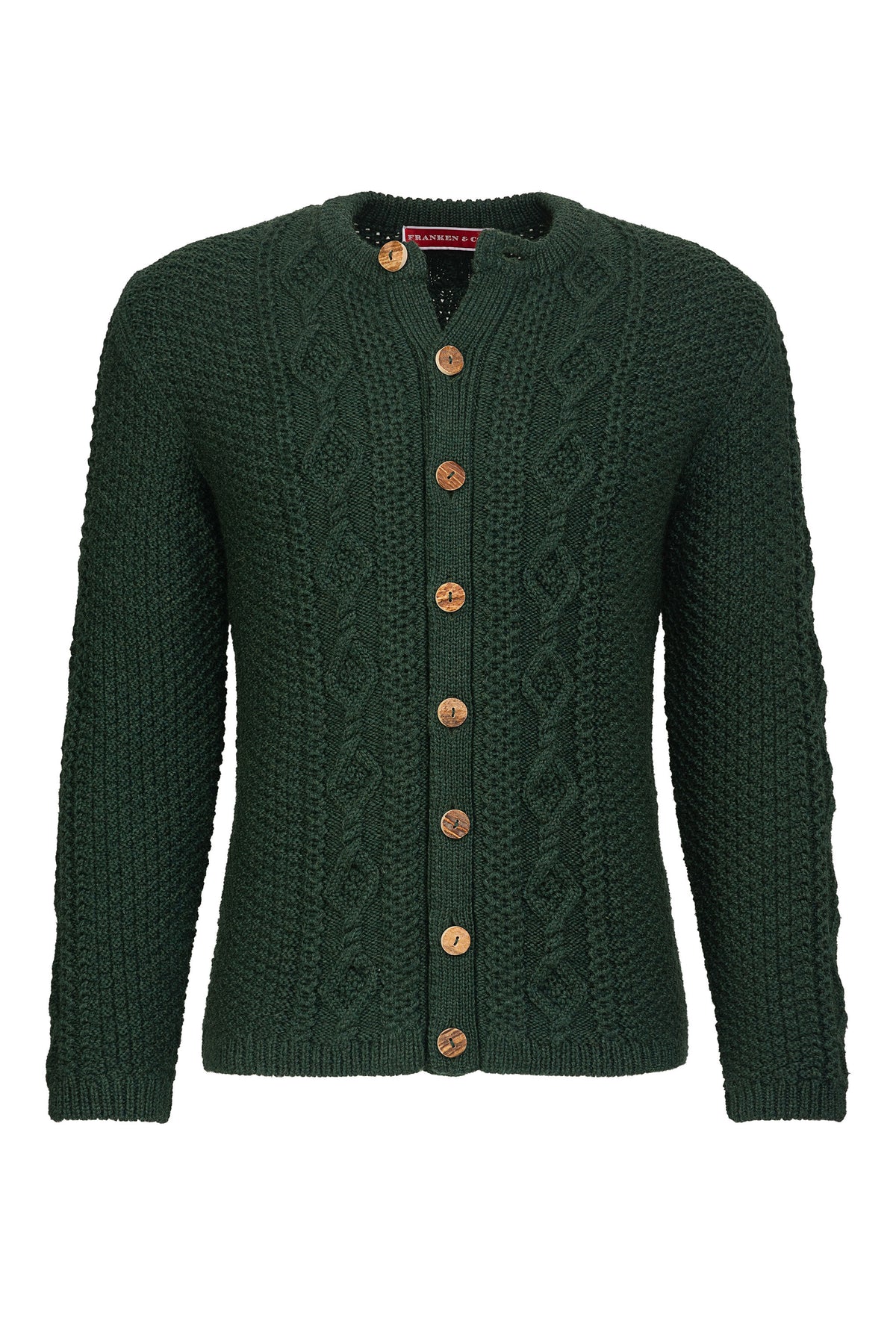 Strickjacke  Aranmuster, tannengrün