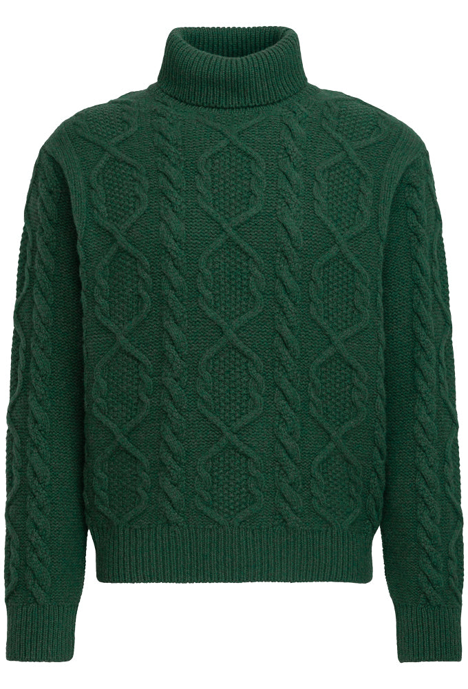 Rollkragenpullover Aran, Grün